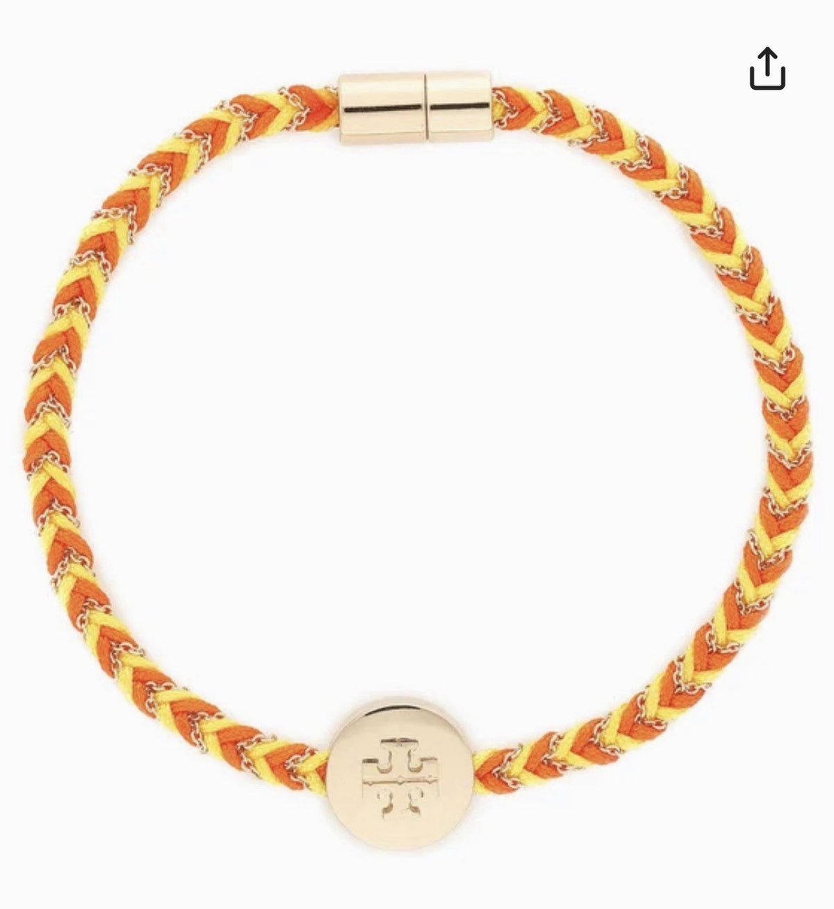 Tory Burch Kira Braided Bracelet Orange Yellow NWT MSRP $78