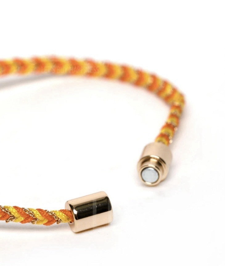 Tory Burch Kira Braided Bracelet Orange Yellow NWT MSRP $78