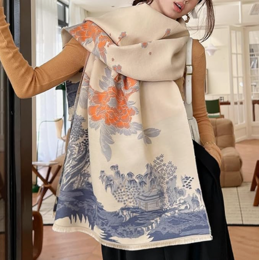 Beyond Joy Pashmina/Cashmere Substitute 100% Acrylic Shawl Scarf w Double sided