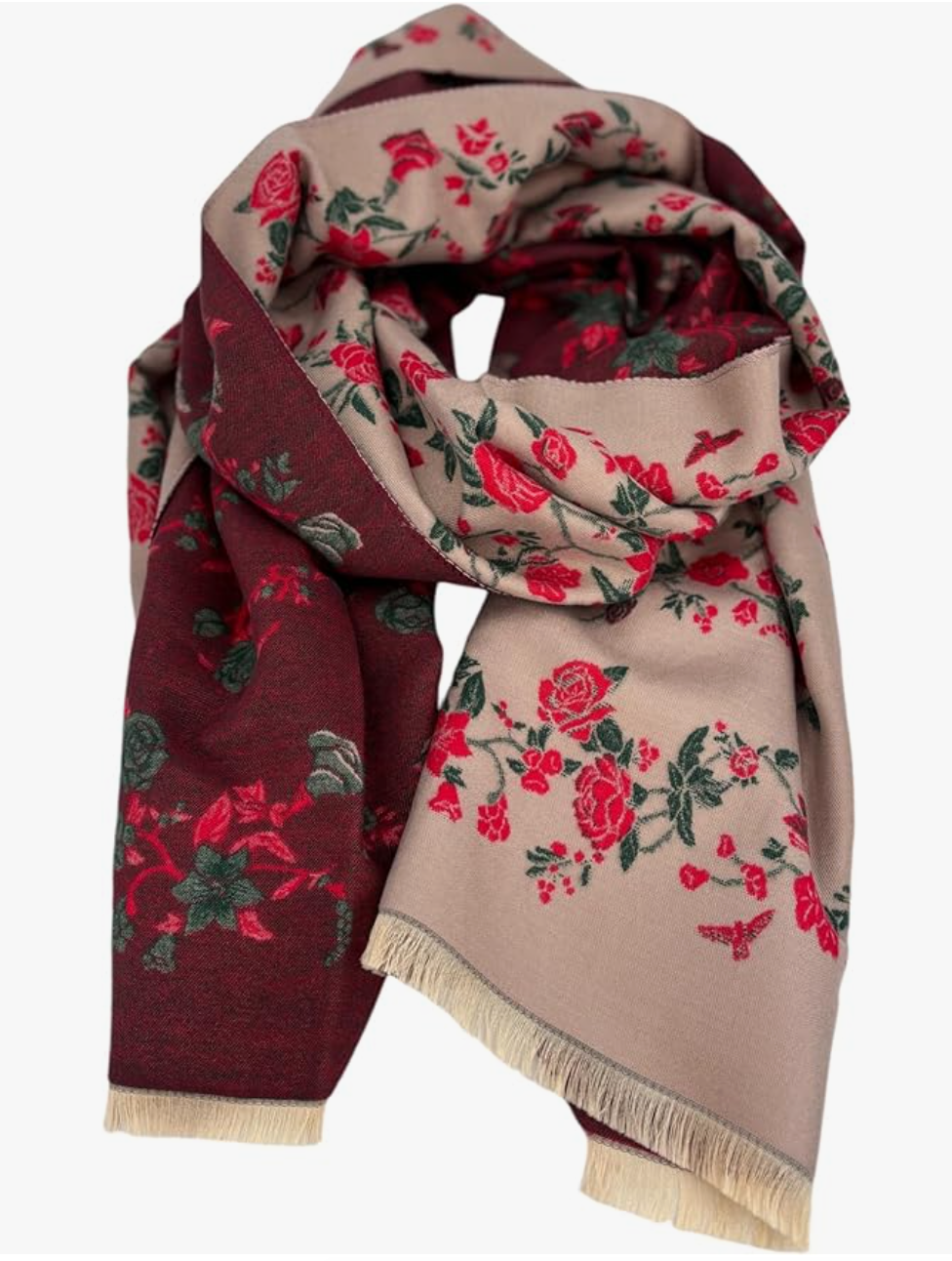 Beyond Joy Pashmina/Cashmere Substitute 100% Acrylic Shawl Scarf w Double sided