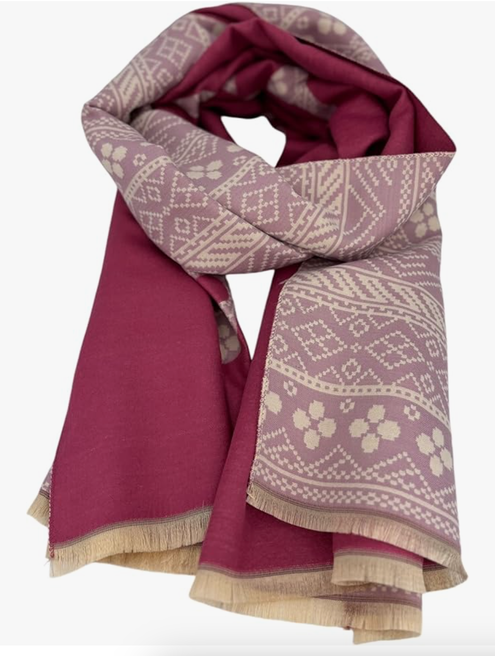 Beyond Joy Pashmina/Cashmere Substitute 100% Acrylic Shawl Scarf w Double sided