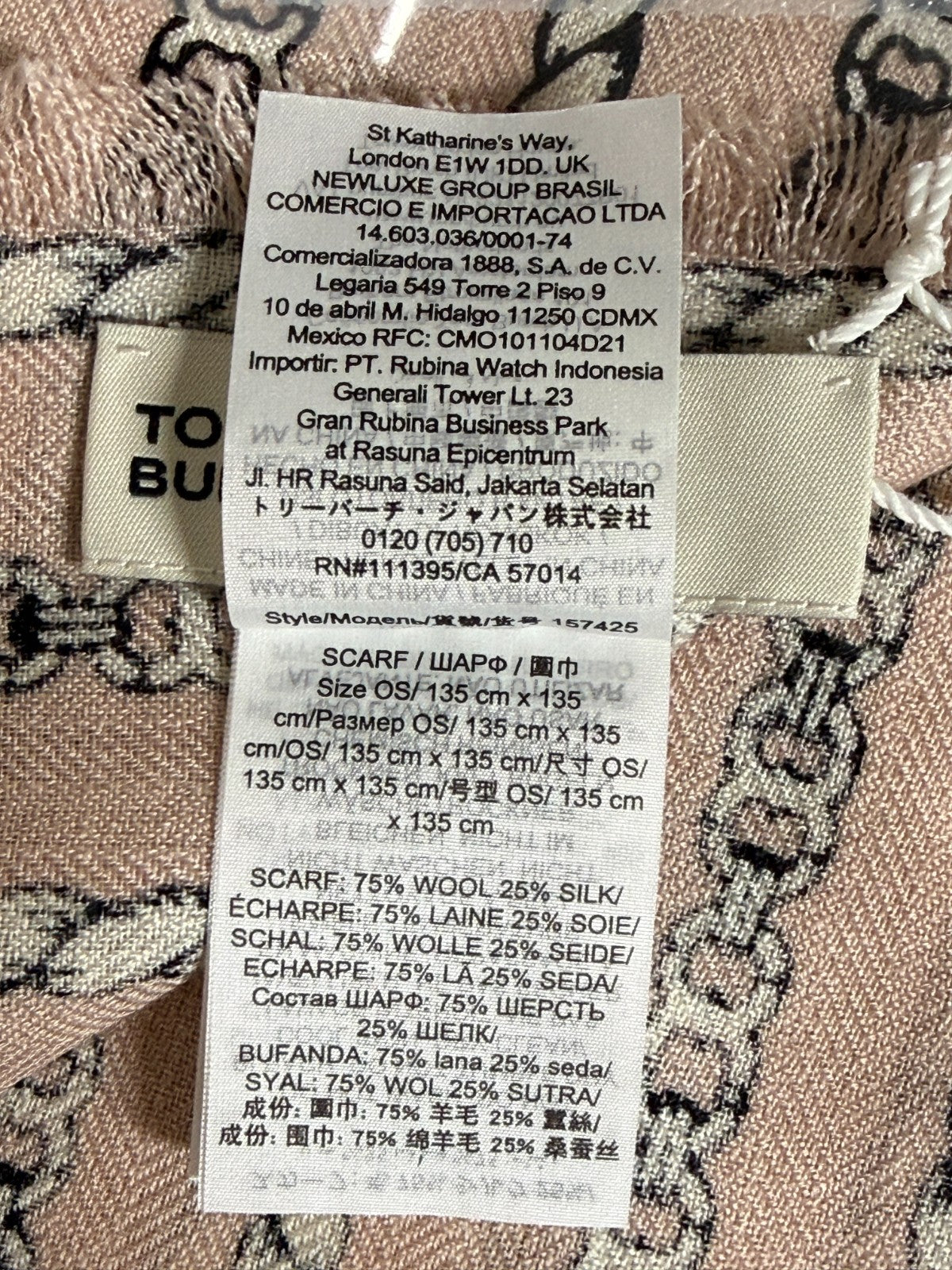 Tory Burch Gemini Link Rope Oversize Square 56"x56" Dusted Blush*New MSRP $278