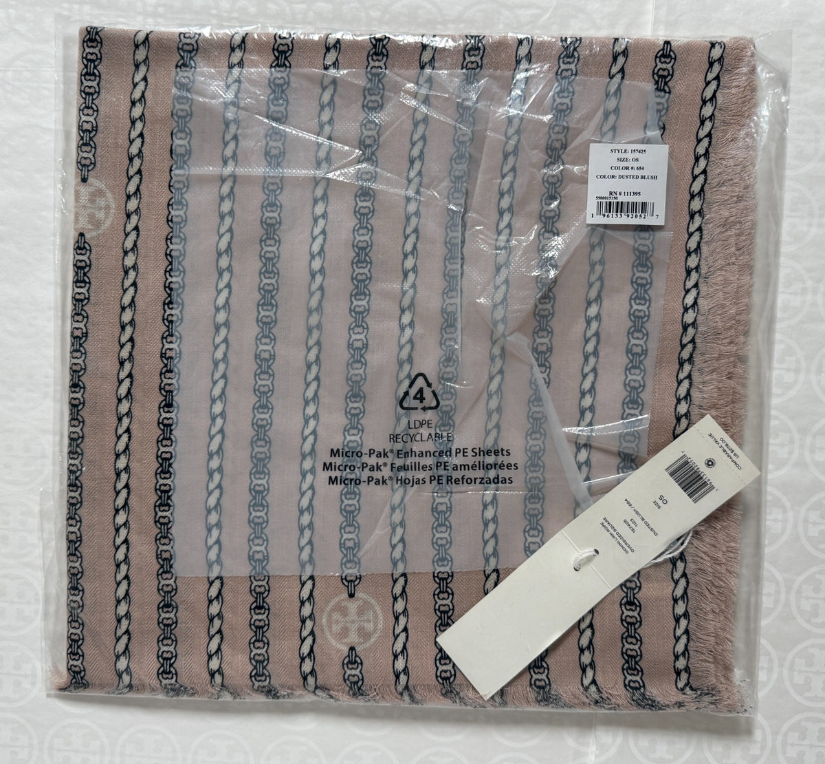 Tory Burch Gemini Link Rope Oversize Square 56"x56" Dusted Blush*New MSRP $278