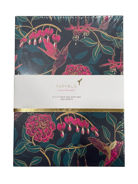 NEW PAPYRUS Express Beautifully Pink Birds 5”X 7" NOTE PAD WITH PEN 240 SHEETS