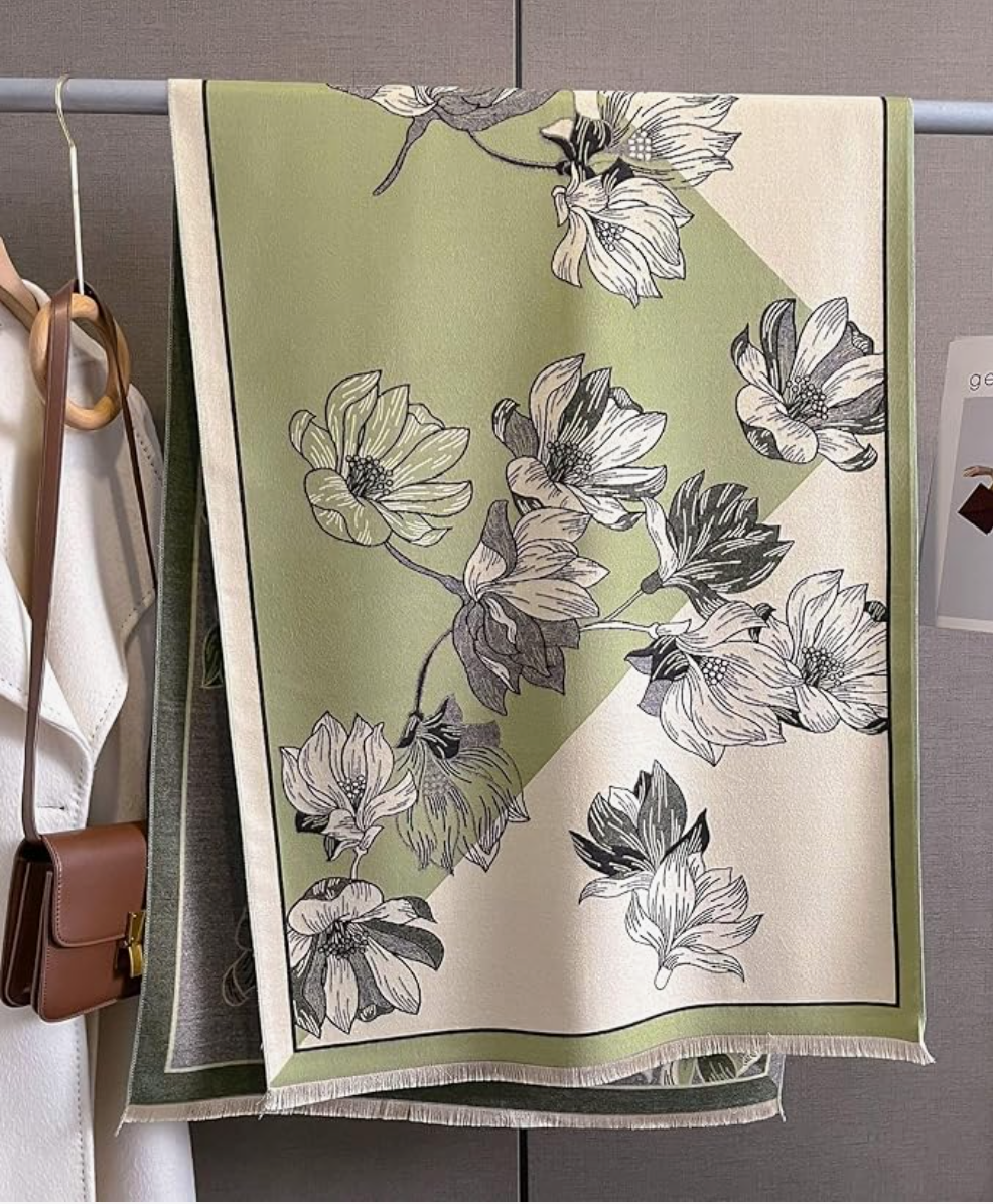 Beyond Joy Pashmina/Cashmere Substitute 100% Acrylic Shawl Scarf w Double sided