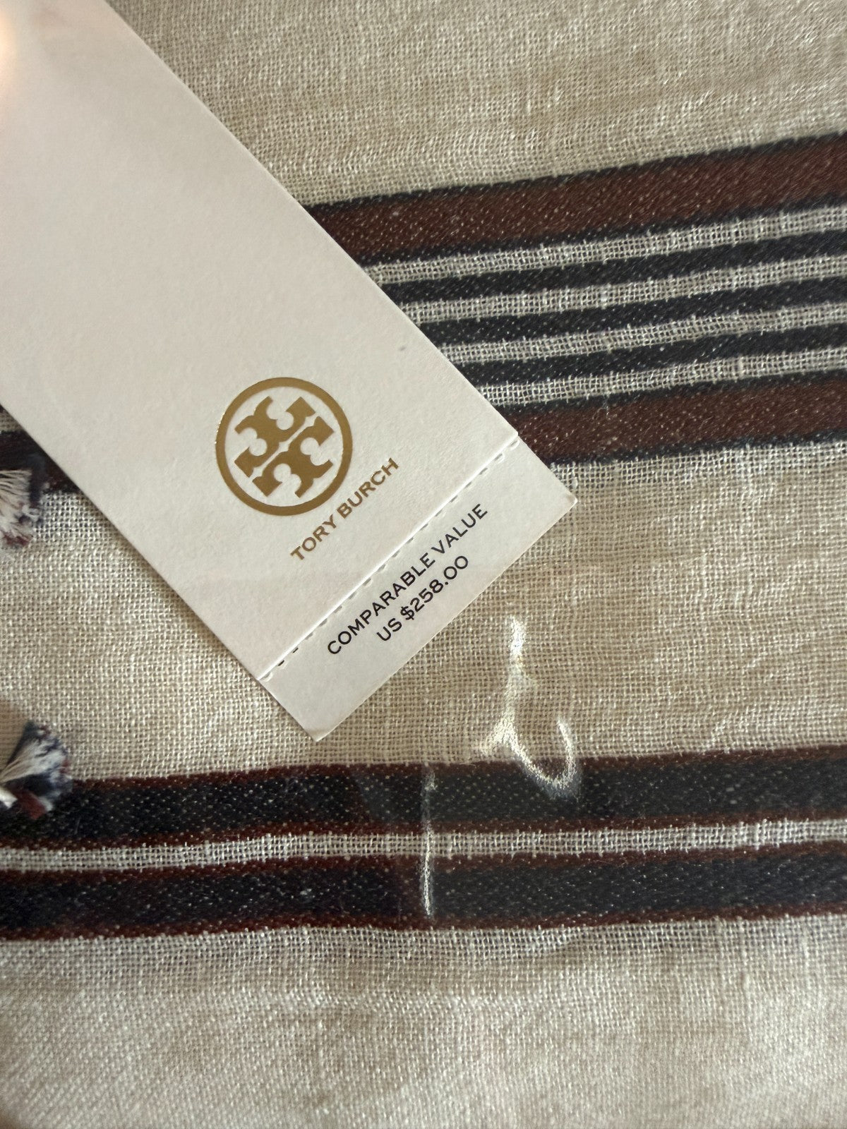 Tory Burch Striped Oblong Ivory