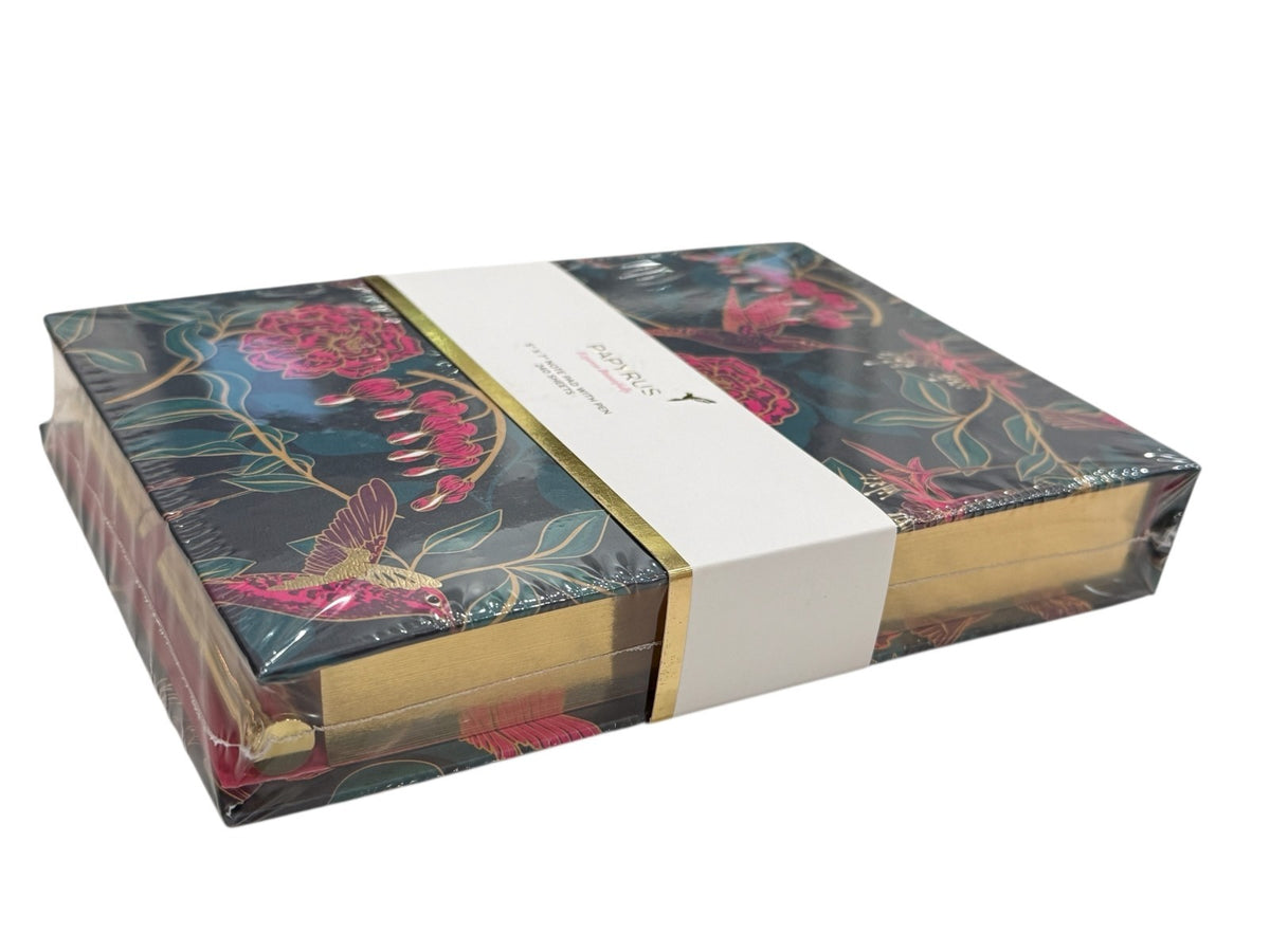NEW PAPYRUS Express Beautifully Pink Birds 5”X 7" NOTE PAD WITH PEN 240 SHEETS