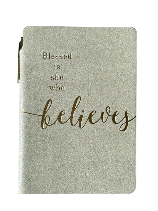Eccolo, Pocket Pen Journal "Blessed is She Who Believe" 6.75"x4.75"