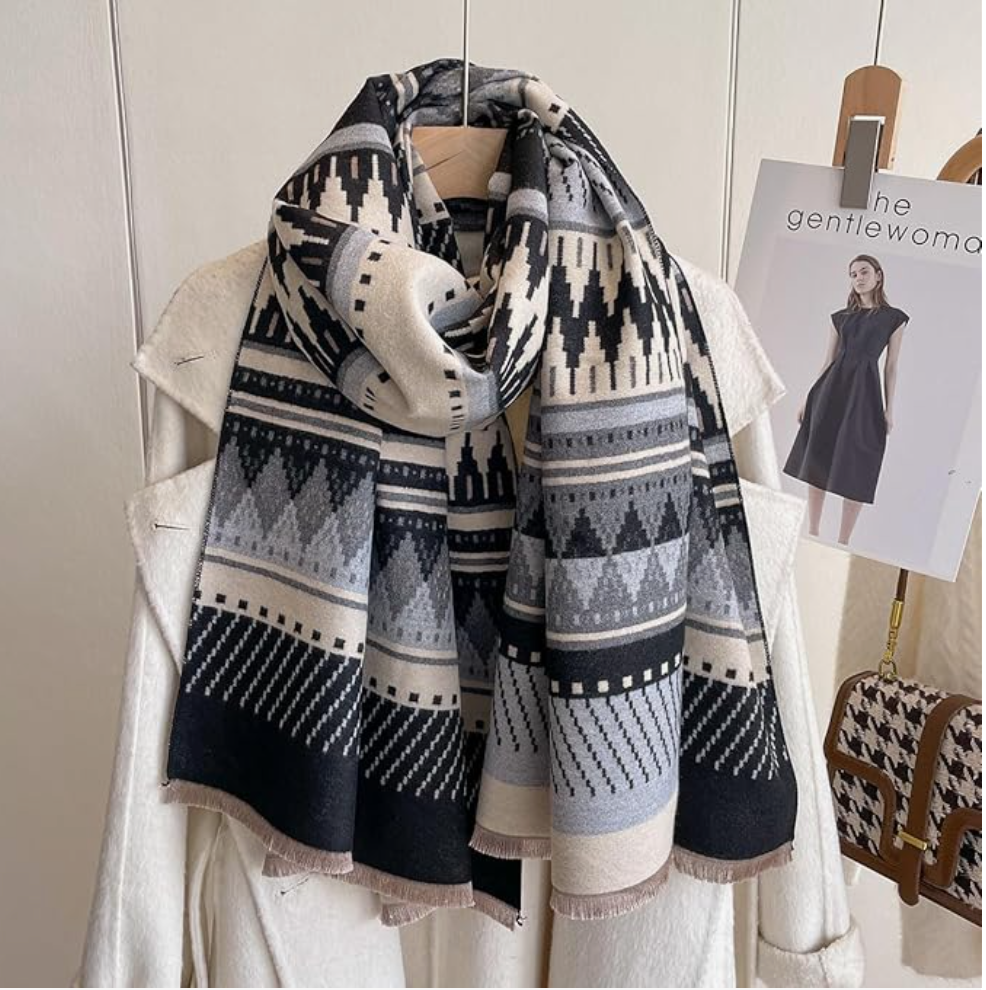 Beyond Joy Pashmina/Cashmere Substitute 100% Acrylic Shawl Scarf w Double sided