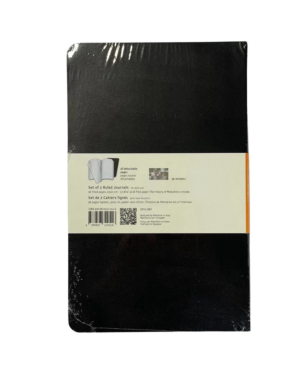Moleskine Volant Black Set of 2 Ruled Journals 5x8.25" 96 Lined Pg