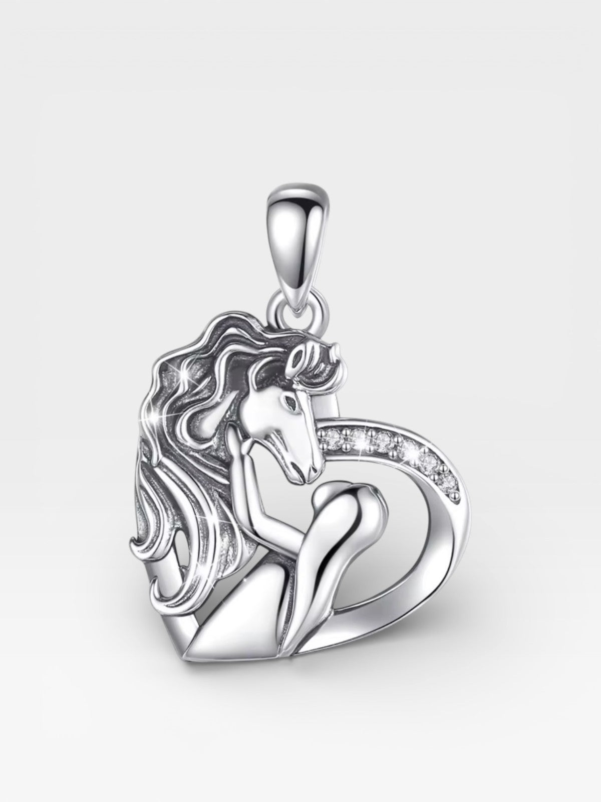 Beyond Joy 925 Sterling Silver Horse & Girl Pendant Necklace w/ Chain & Gift Box