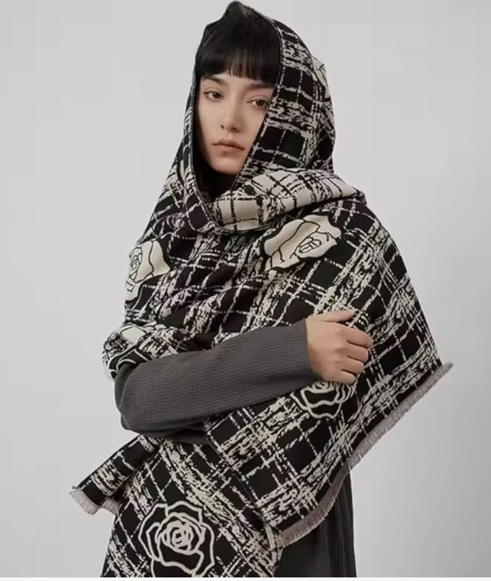 Beyond Joy Pashmina/Cashmere Substitute 100% Acrylic Shawl Scarf w Double sided