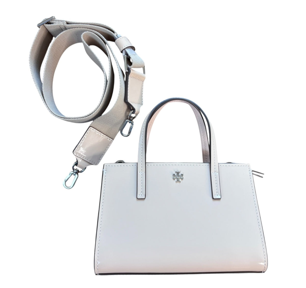 Tory Burch Blake Patent Mini Tote Soft Pink 7.75"x4.5" w Detachable Strape