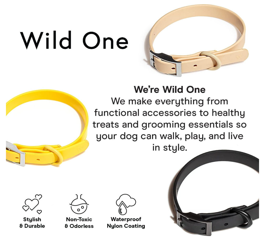 Wild One Dog Collar, The Original Easy-Clean Size XL Black