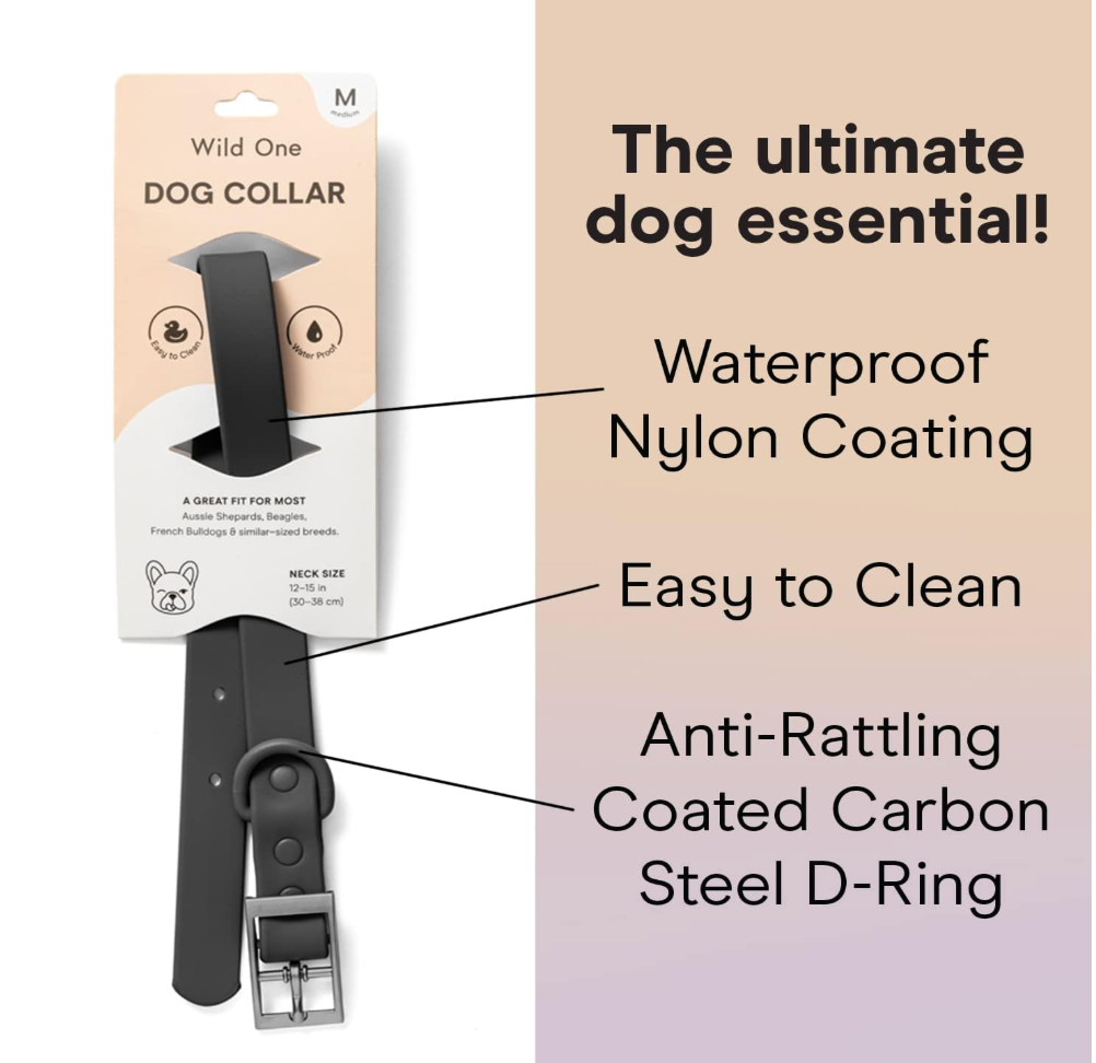 Wild One Dog Collar, The Original Easy-Clean Size XL Black