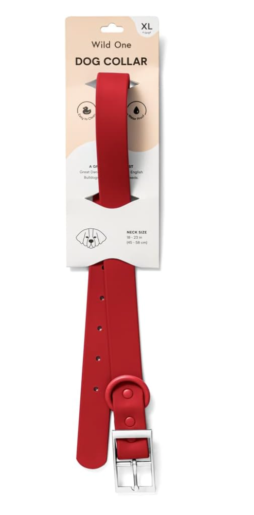 Wild One Dog Collar, The Original Easy-Clean Size XL Strawberry