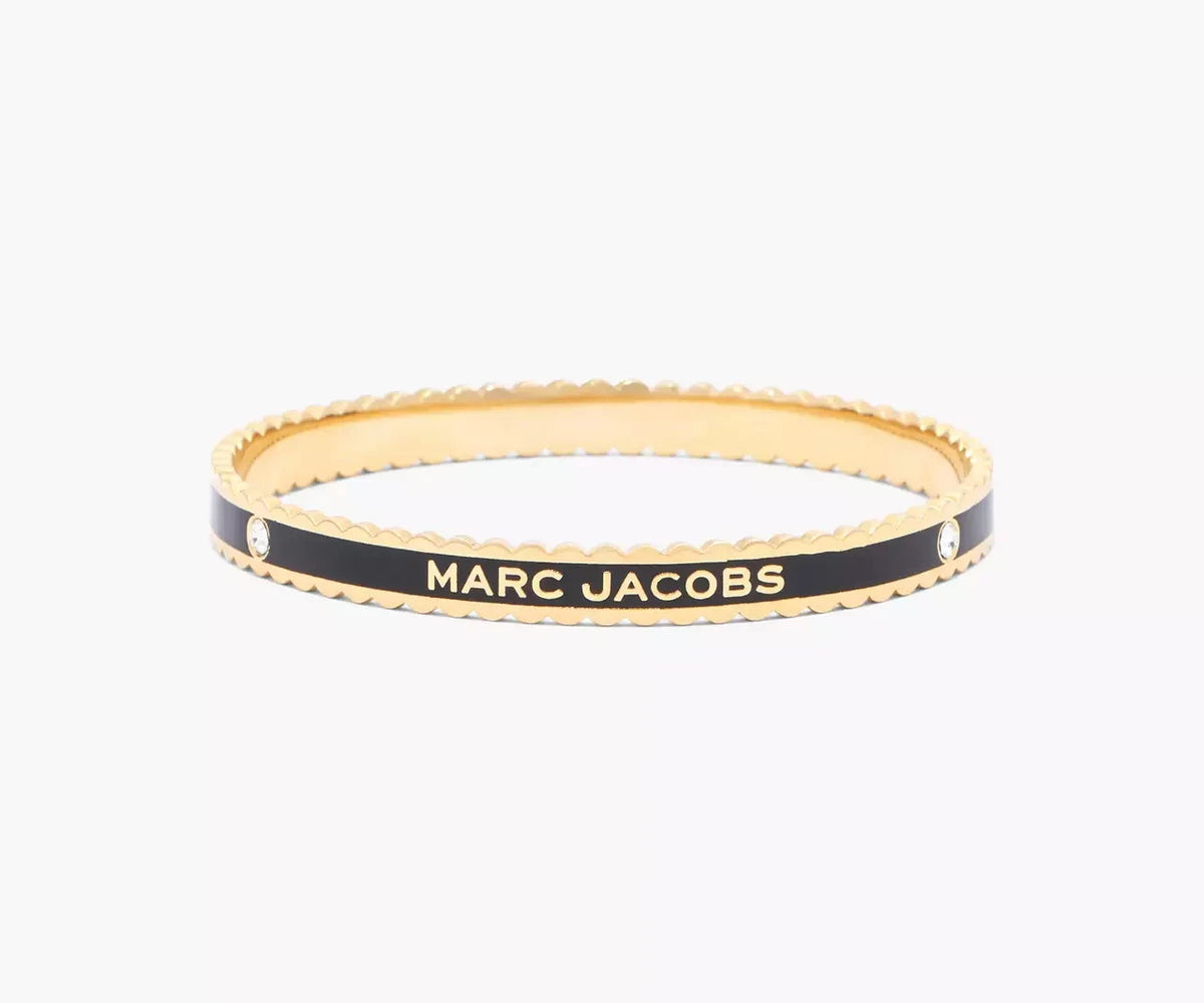 Marc Jacobs Signed Bangle Bracelet Black/Gold Round 2.75 in