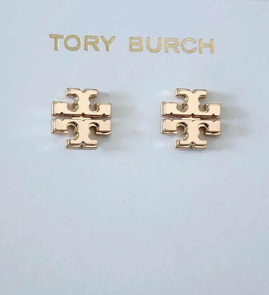 Tory Burch Small Logo Stud Gold NWT MSRP $75