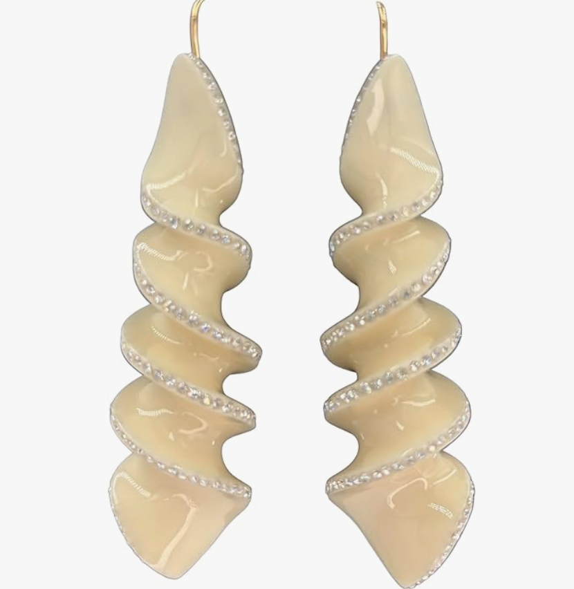 Tory Burch Spiral Christal Earring Ivory
