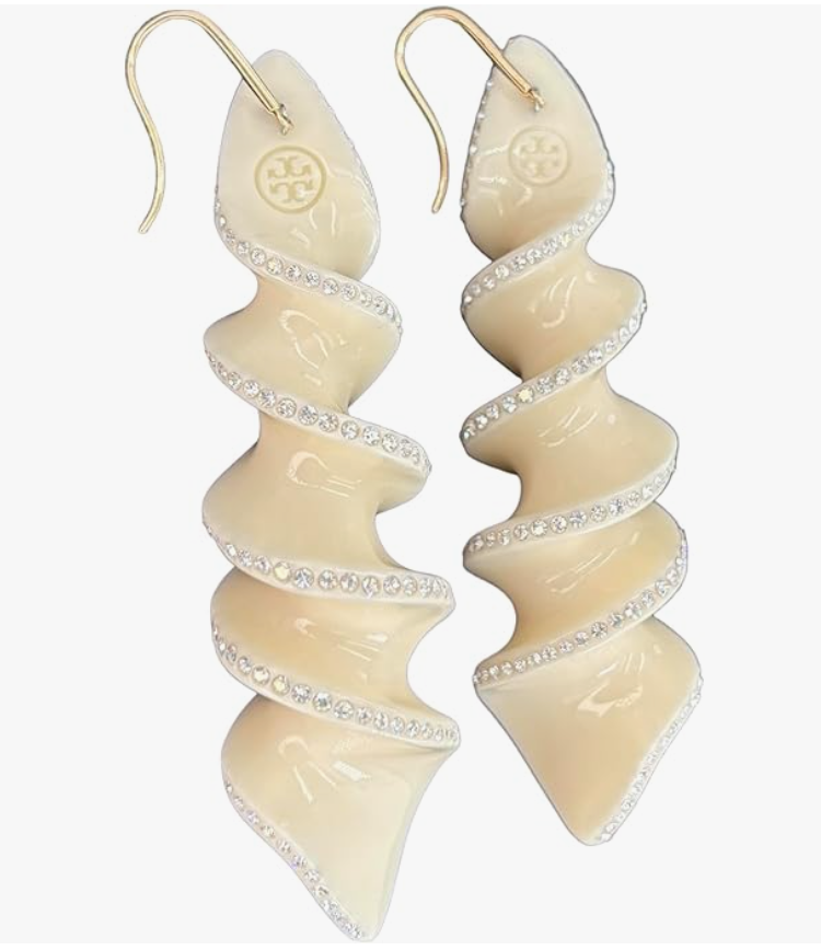 Tory Burch Spiral Christal Earring Ivory