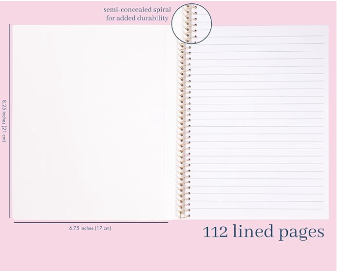 Kate Spade Concealed Spiral Notebook, 8.25" x 6.75" 112 Lined Pages