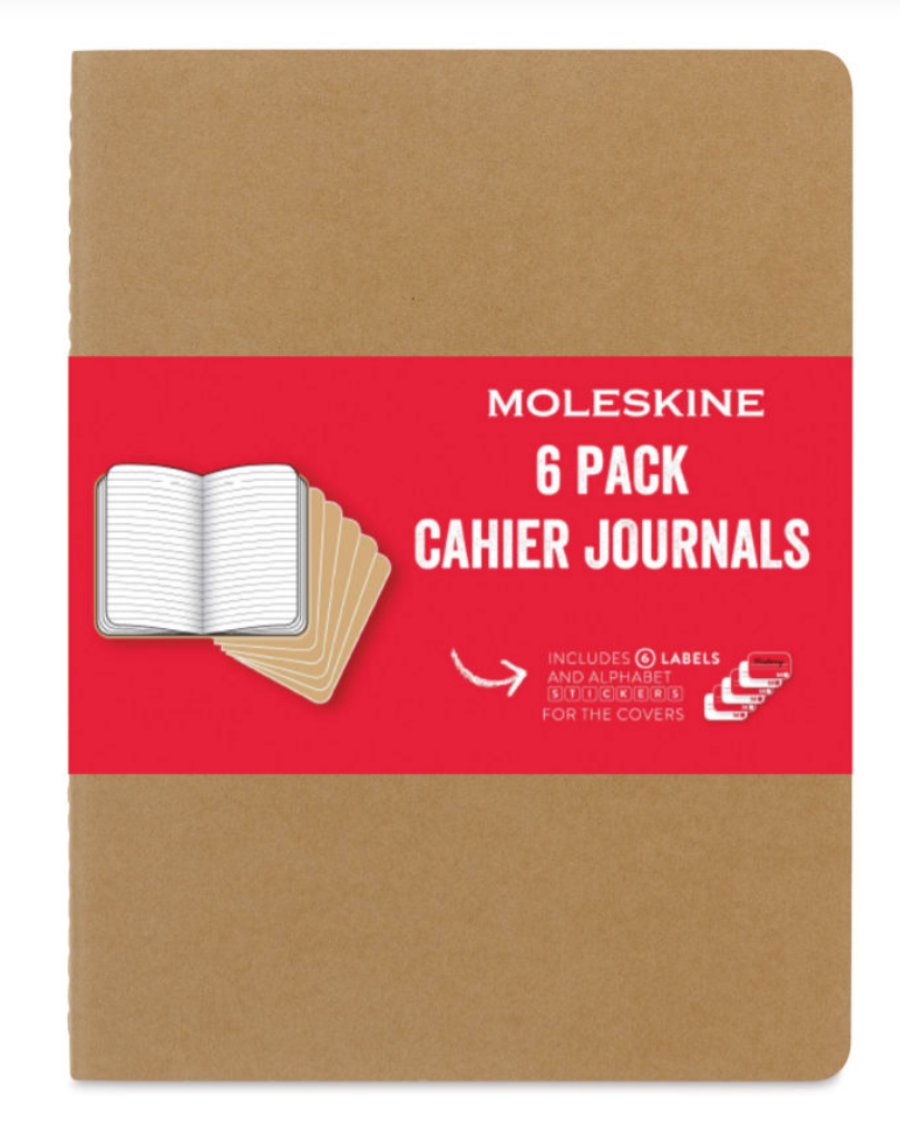 Moleskine Cahier Journals – 9-3/4″ x 7-1/2″, Ruled, Kraft, Pkg of 6