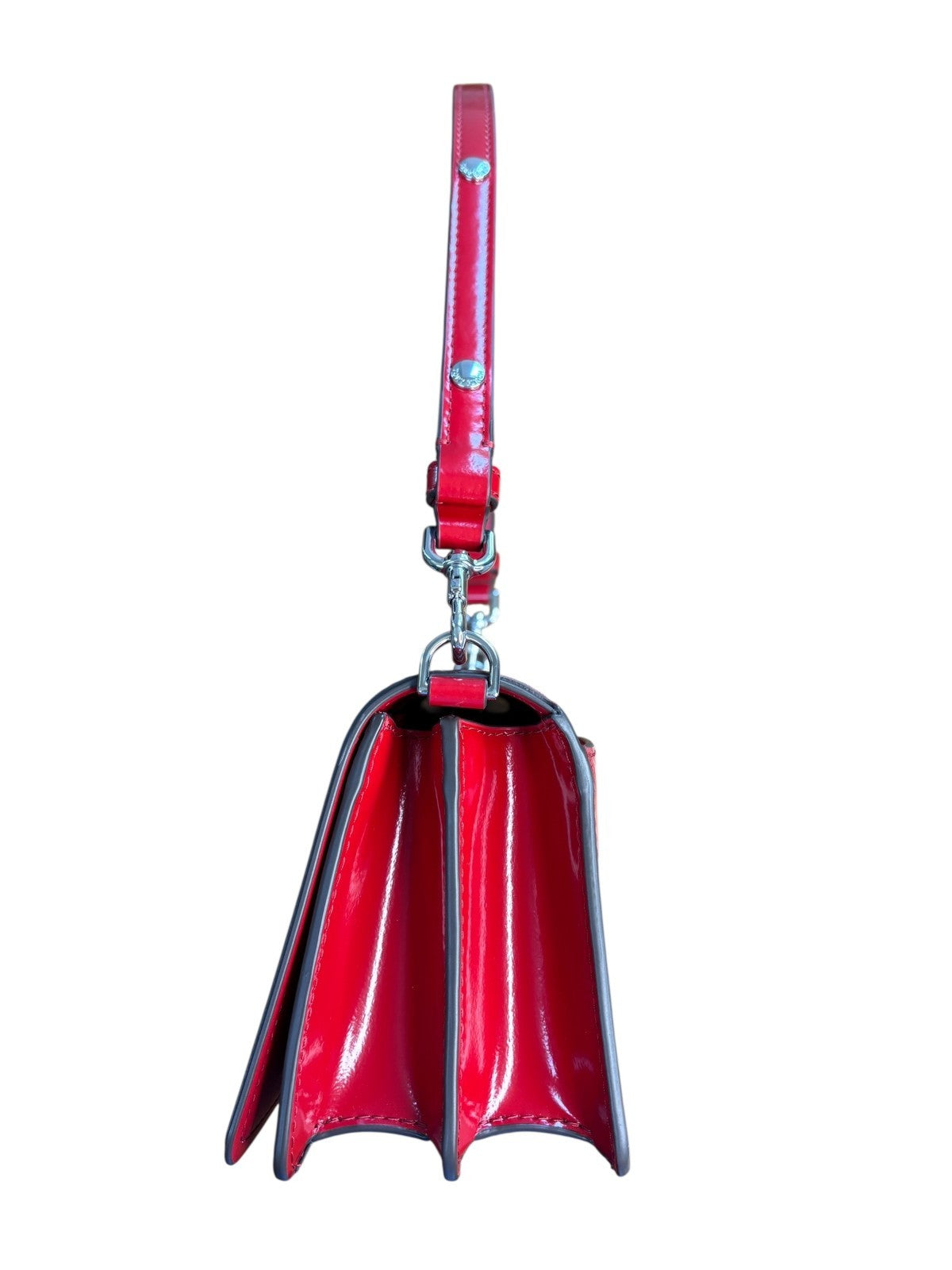 Tory Burch Emerson Patent Leather Convertible Crossbody Bag Warm Red Shinny sexy