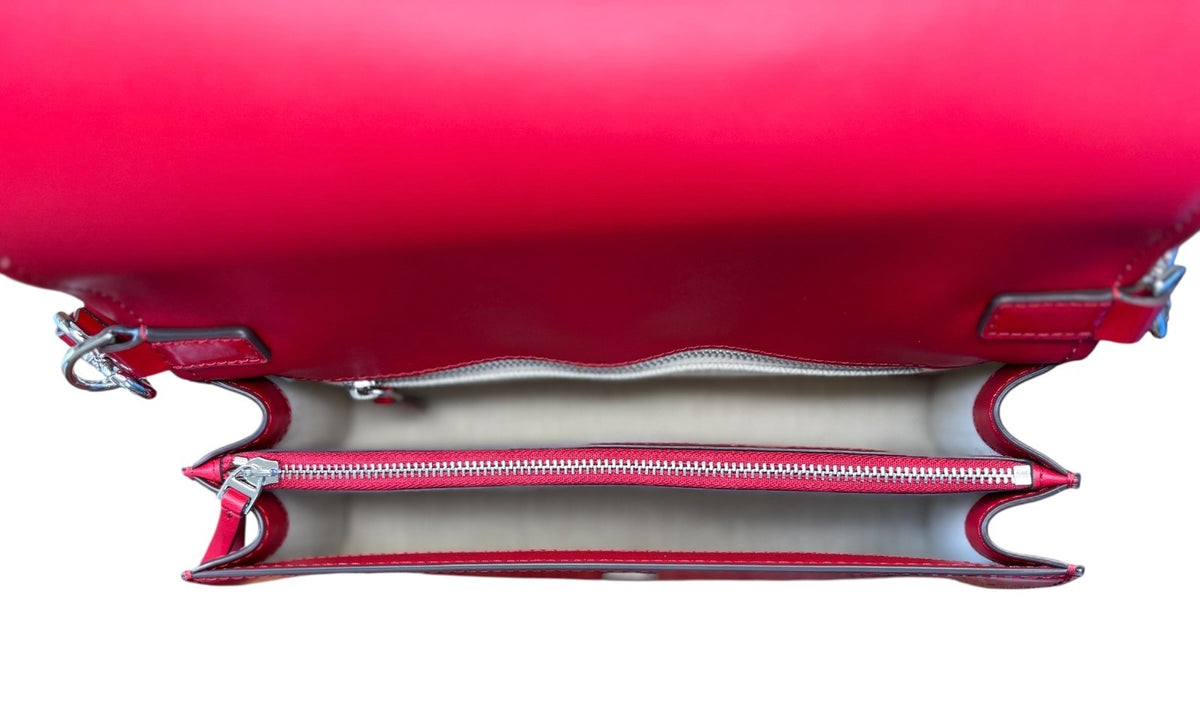Tory Burch Emerson Patent Leather Convertible Crossbody Bag Warm Red Shinny sexy