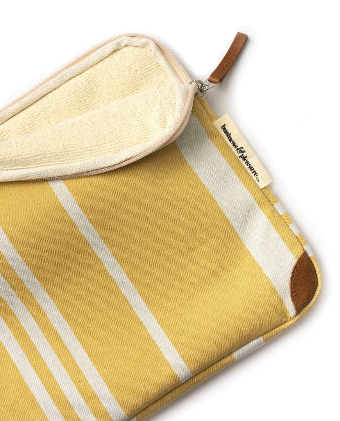 Business & Pleasure Co. THE LAPTOP SLEEVE – Vintage Yellow Stripe 16"