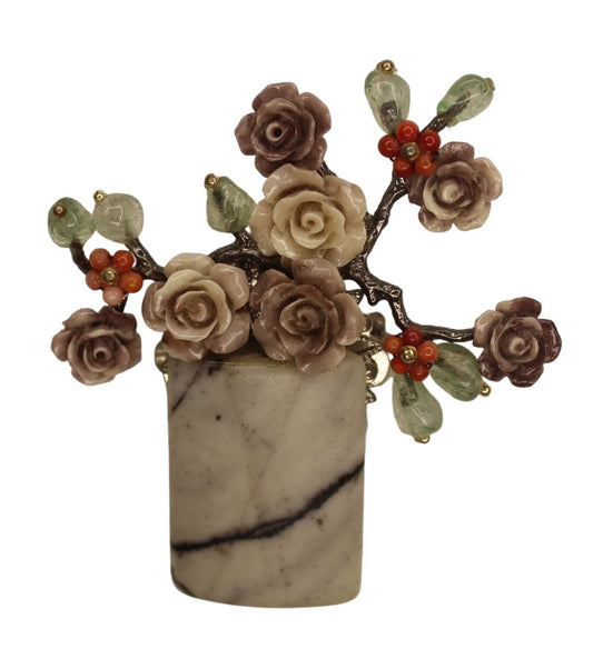 Beyond Joy Natural Stone Flower Brooch Pendant Grey Green Purple Handmade New