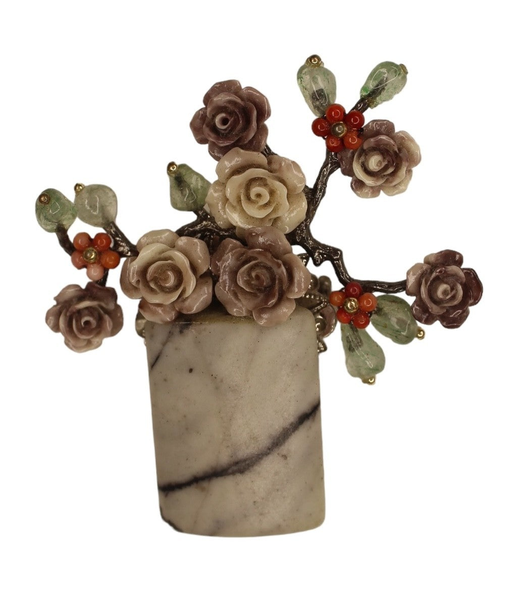 Beyond Joy Natural Stone Flower Brooch Pendant Grey Green Purple Handmade New