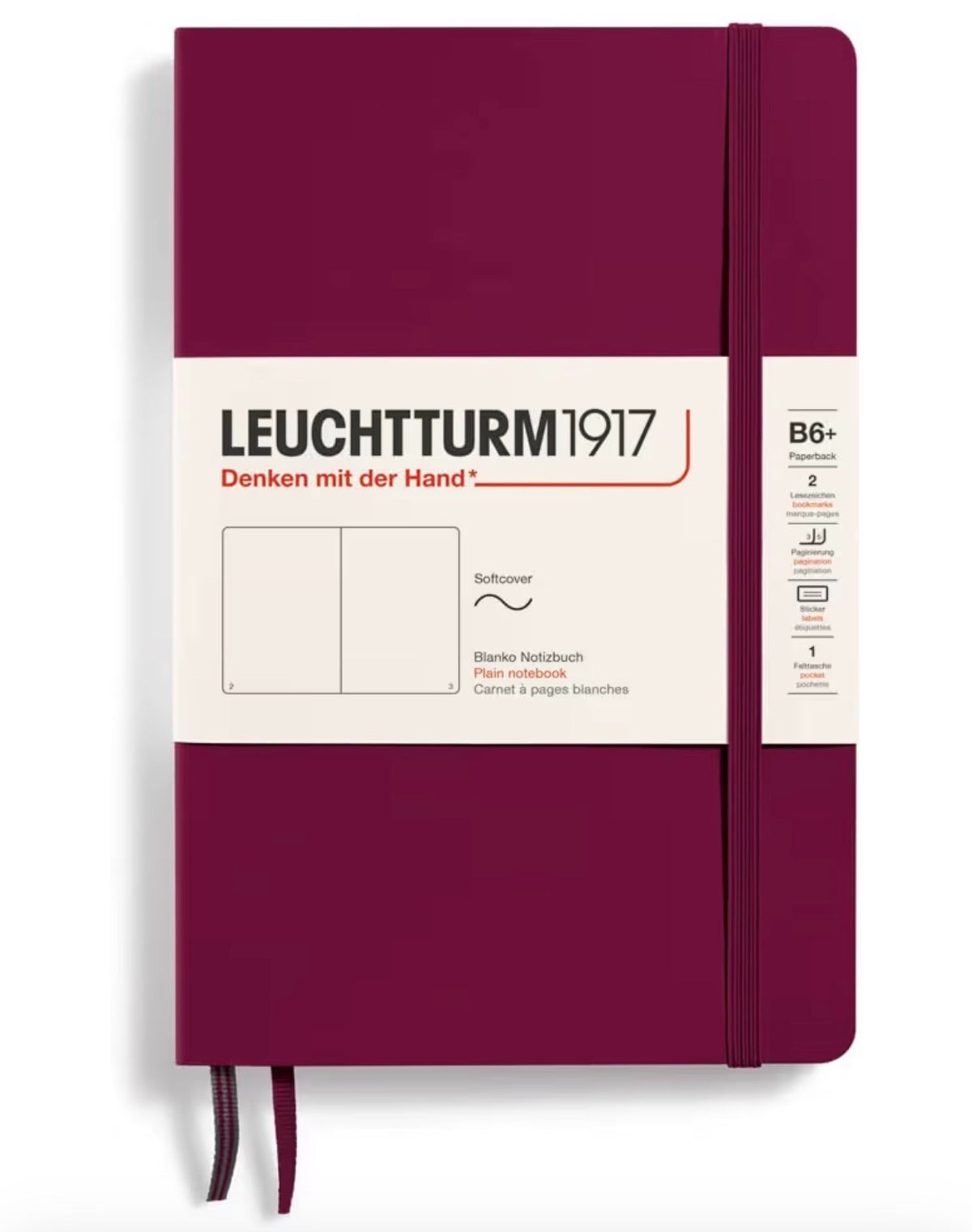 Leuchtturm 1917 B6 Plain Notebook Softcover Port Red