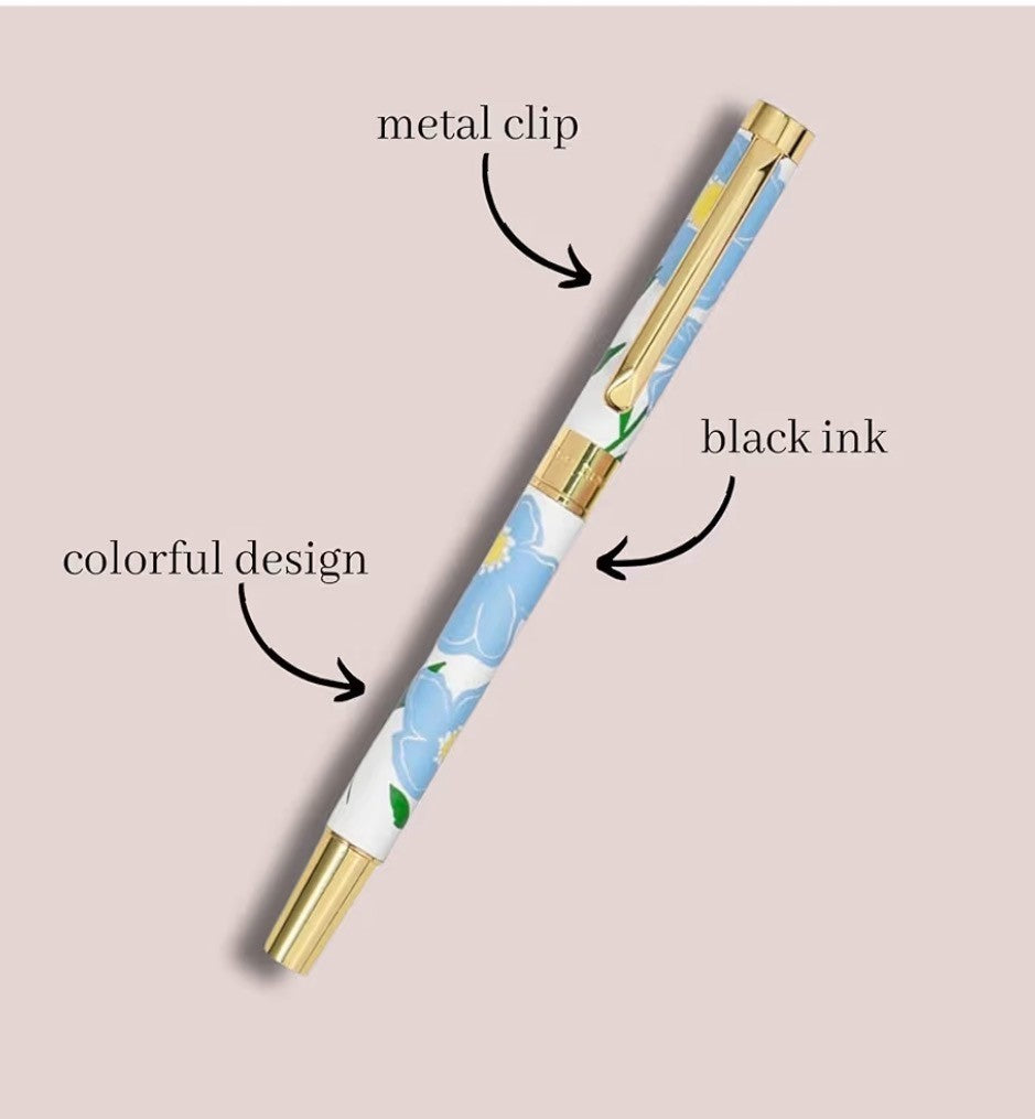 kate spade new york Black Ink Ballpoint Pen with Gift Box Sunshine Floral