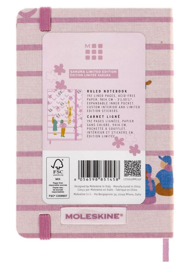 Moleskine Limited Edition Sakura Notebook, Hard Cover, Pocket 3.5"x5.5" Ruled