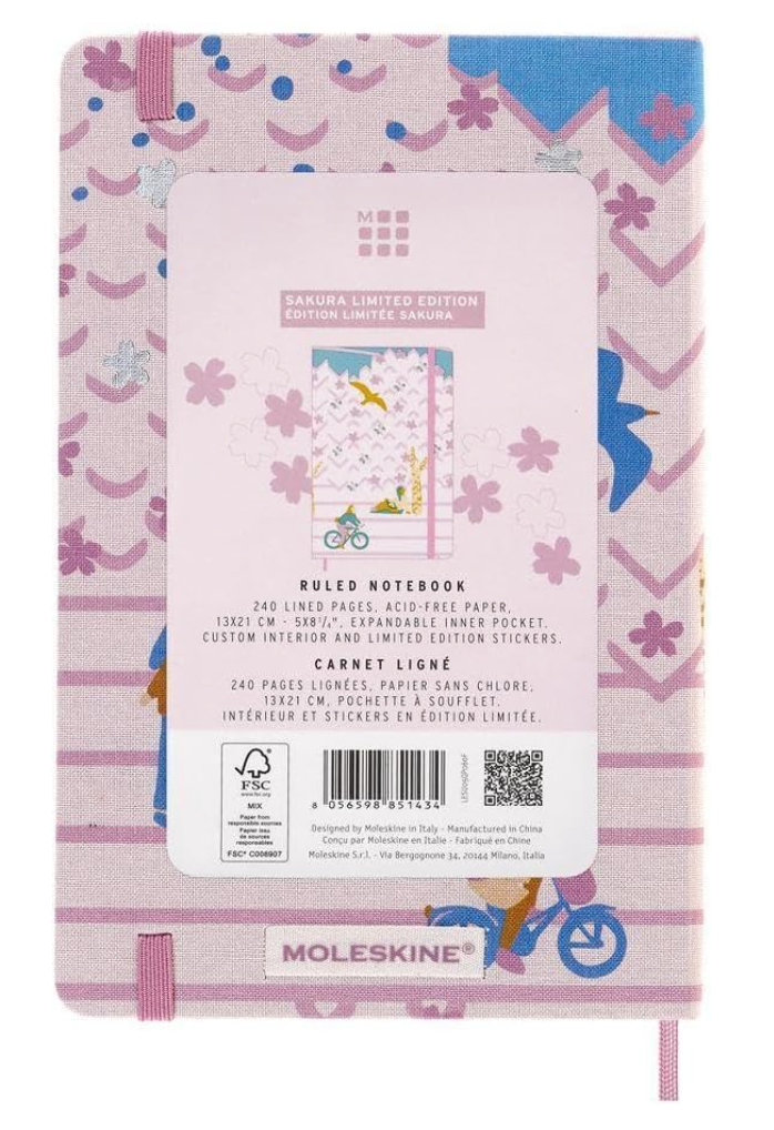 Moleskine Limited Edition Sakura Notebook Hard Cover Large 5"x8.25" Ruled
