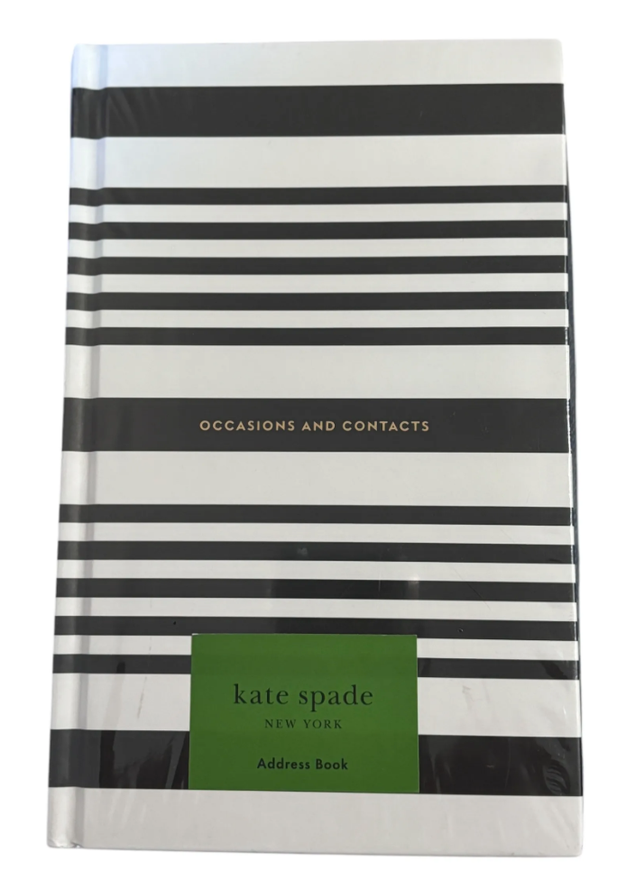 KATE SPADE "OCCASIONS AND CONTACTS" ADDRESS BOOK - Black Stripes -NEW/SEALED