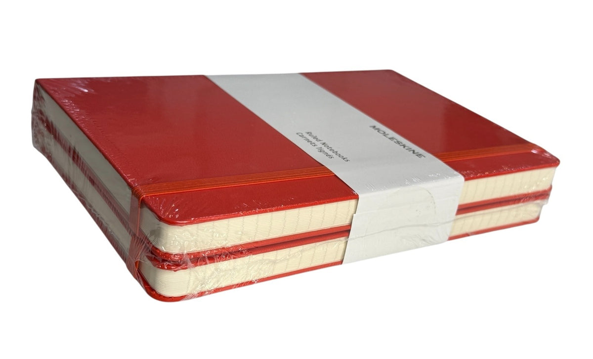 Moleskine Scarlet Red Large Ruled Notebook Hard Cover x 2 Notebooks Set