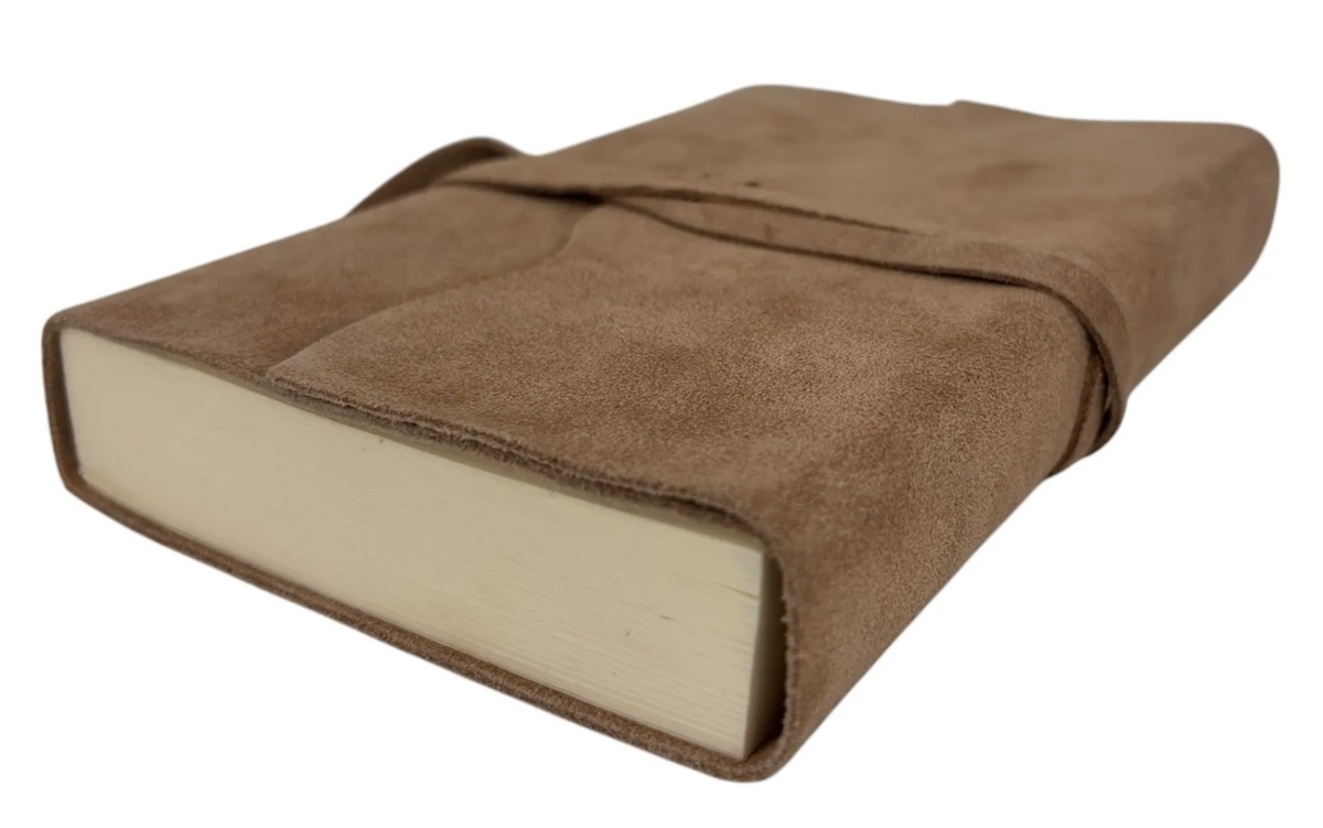 Beyond Joy Genuine Italian Leather Journal Hand Made Light Brown Suede 5"x6.75"