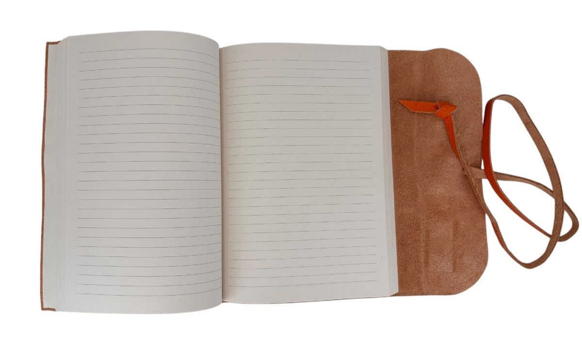 Beyond Joy Genuine Orange Italian Leather Cover Journals  6″x8.5″