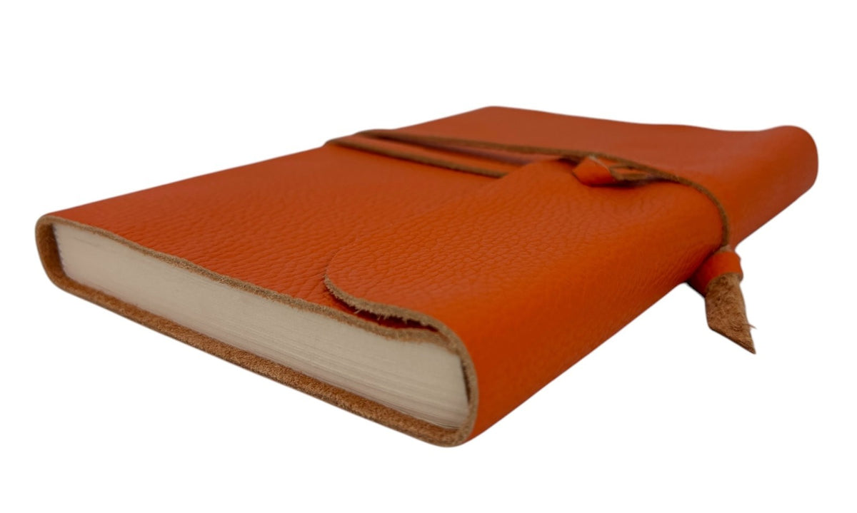 Beyond Joy Genuine Orange Italian Leather Cover Journals  6″x8.5″