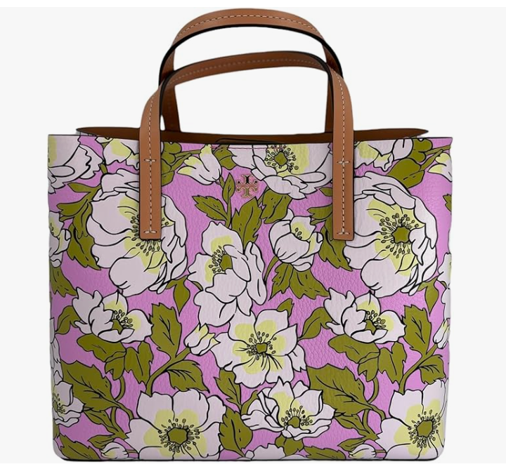 Tory Burch Blake Printed Small Tote Bold Flowers Combo E Pink Green Purple