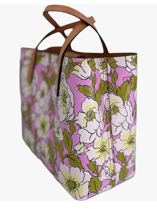 Tory Burch Blake Printed Small Tote Bold Flowers Combo E Pink Green Purple