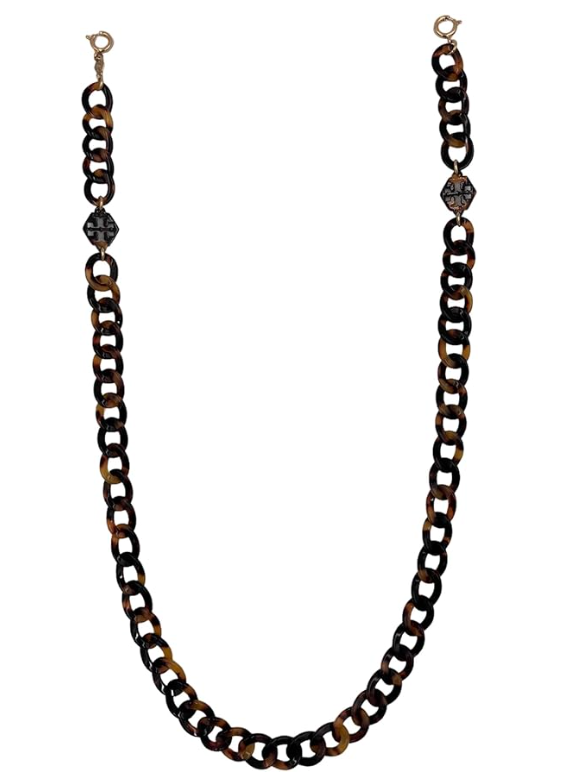 Tory Burch Resin Face Mask Chain Tortoise