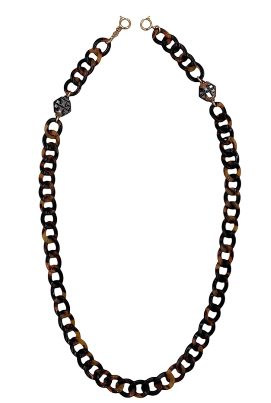Tory Burch Resin Face Mask Chain Tortoise