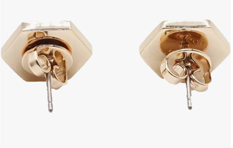 Tory Burch 82437 Claret With Tory Gold Women's Hex Logo Enamel Earrings