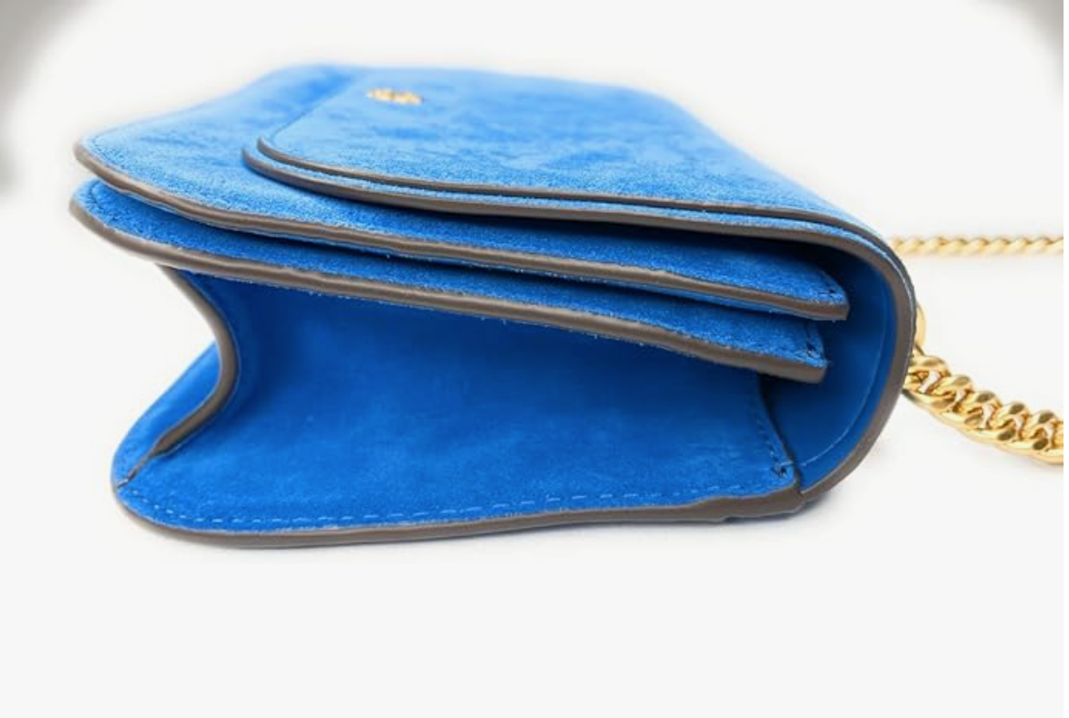 Tory Burch Emerson Suede Flap Adjustable shoulder Bag 139586 Gentian 488