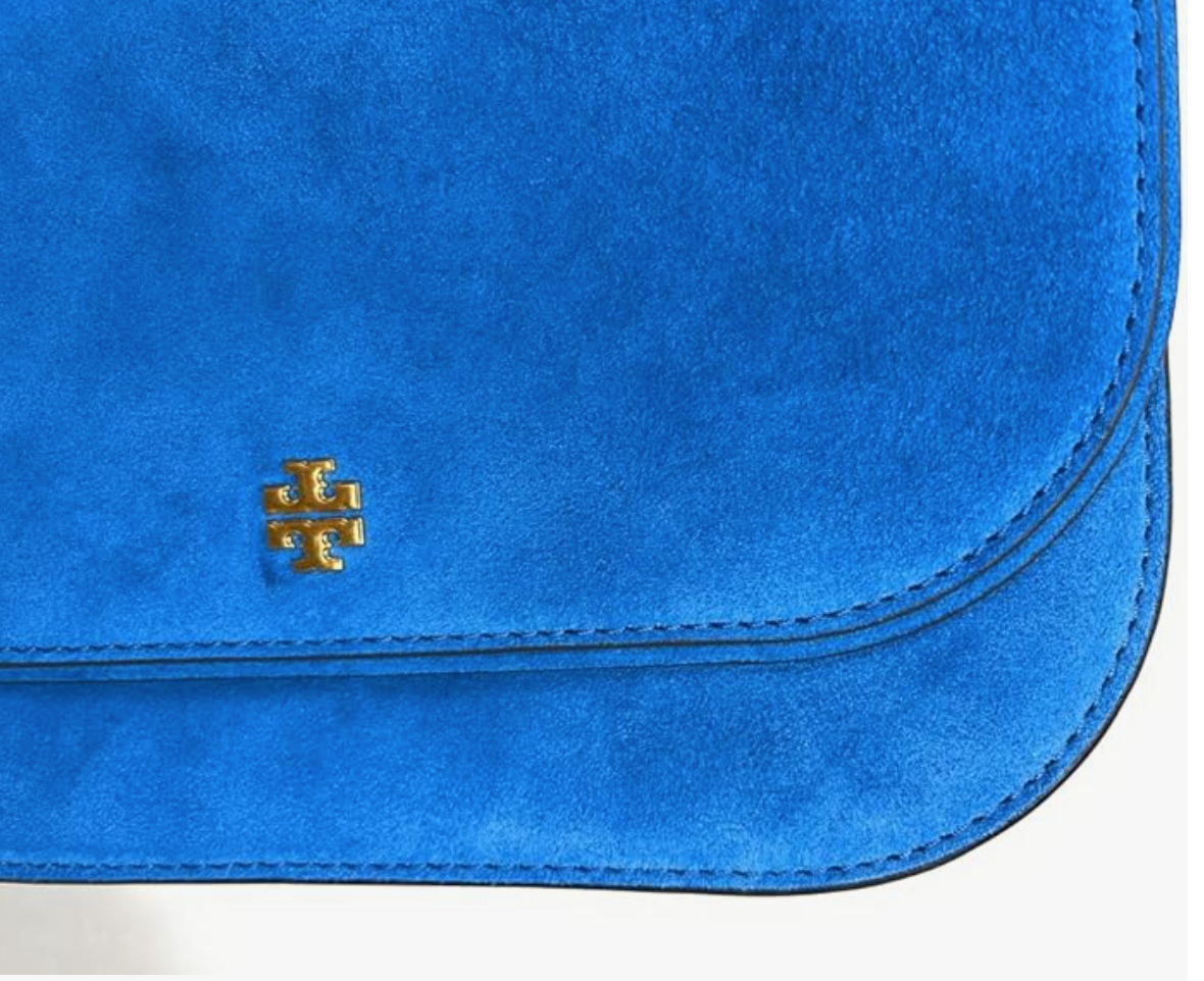 Tory Burch Emerson Suede Flap Adjustable shoulder Bag 139586 Gentian 488