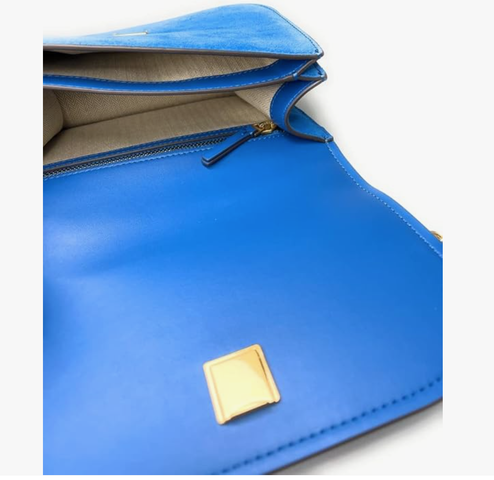 Tory Burch Emerson Suede Flap Adjustable shoulder Bag 139586 Gentian 488