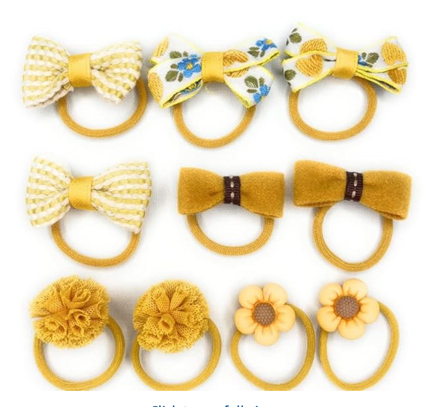 40 pcs of SMALL Cute Hair Ties in 10 Green, 10 Pink, 10 Lemon, 10 Golden Yellow
