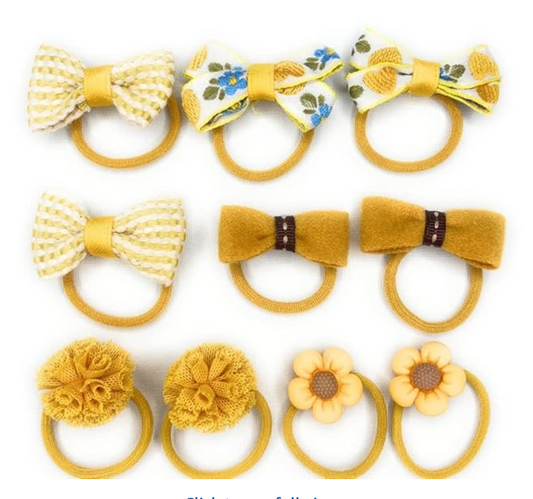 40 pcs of SMALL Cute Hair Ties in 10 Green, 10 Pink, 10 Lemon, 10 Golden Yellow